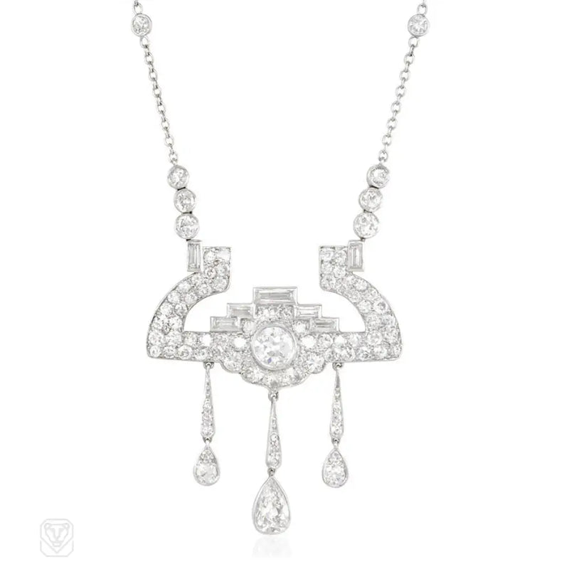 Art Deco Diamond Lavalier Necklace