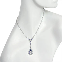 Art Deco diamond lavalier with Palin sapphire and diamond pendant