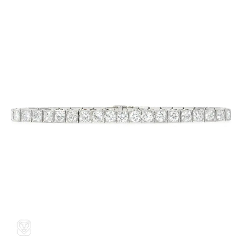 Art Deco diamond line bracelet in platinum