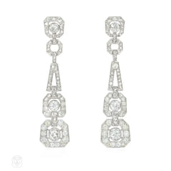 Art Deco diamond octagonal pendant earrings
