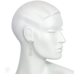 Art Deco diamond octagonal pendant earrings
