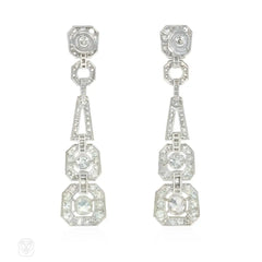 Art Deco diamond octagonal pendant earrings