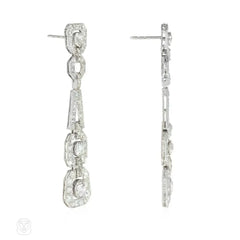 Art Deco diamond octagonal pendant earrings