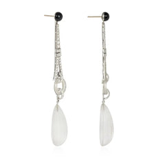 Art Deco diamond, onyx, and rock crystal pendant earrings