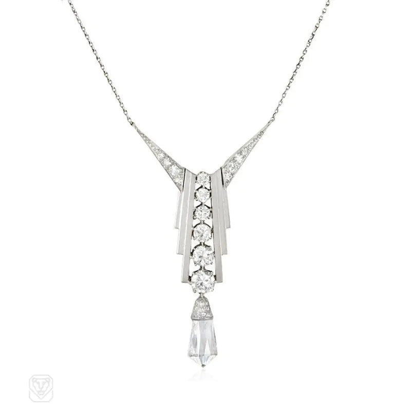 Art Deco Diamond Pendant Necklace Garrard