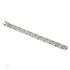 Art Deco diamond plaque bracelet, French import