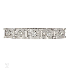 Art Deco diamond plaque bracelet, French import