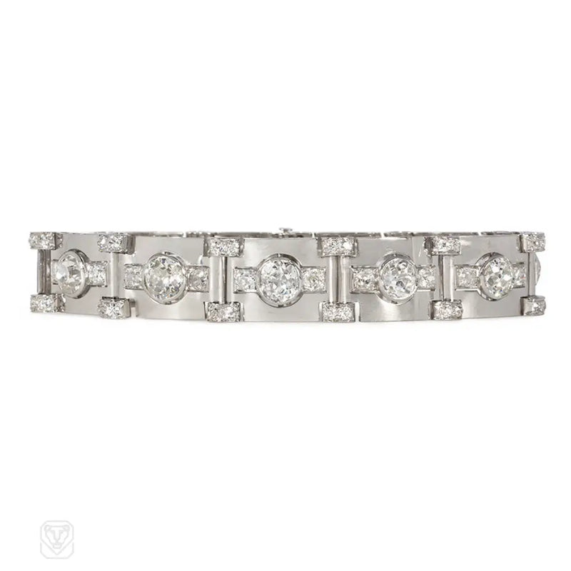 Art Deco Diamond Plaque Bracelet French Import