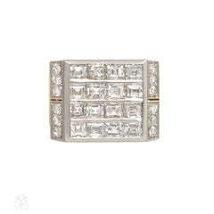 Art Deco diamond plaque ring, France.