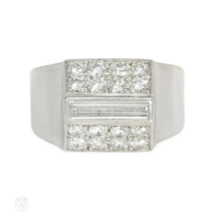 Art Deco diamond-set platinum wedge ring
