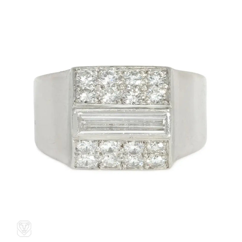 Art Deco diamond-set platinum wedge ring