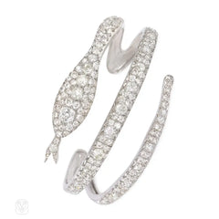 Art Deco diamond snake bracelet, France