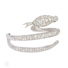 Art Deco diamond snake bracelet, France