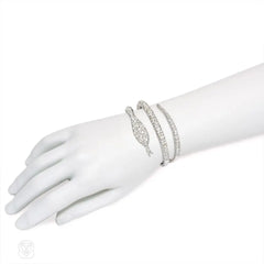 Art Deco diamond snake bracelet, France