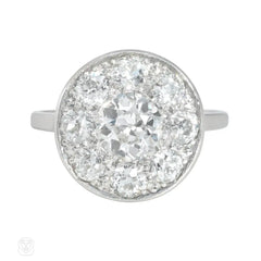 Art Deco diamond solitaire cluster ring