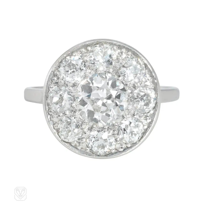 Art Deco Diamond Solitaire Cluster Ring