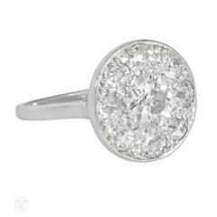 Art Deco diamond solitaire cluster ring