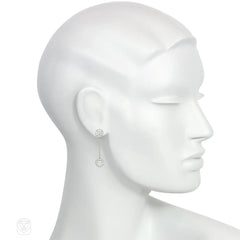 Art Deco diamond solitaire pendant knifewire earrings