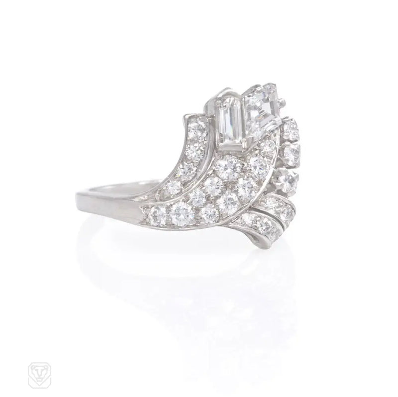 Art Deco Diamond Spray Bypass Ring