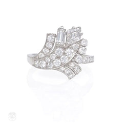 Art Deco diamond spray bypass ring