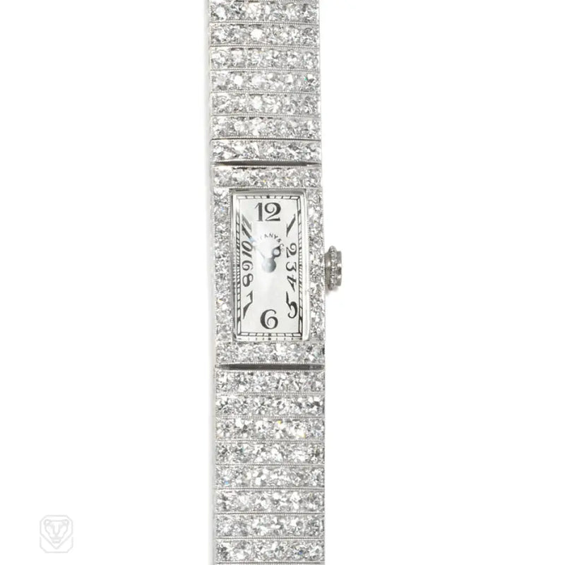 Art Deco Diamond Watch Tiffany With Meylan Movement