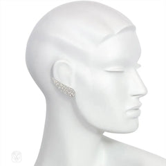 Art Deco diamond wing earclips