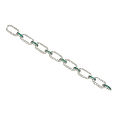 Art Deco emerald and diamond link bracelet