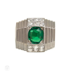 Art Deco emerald and diamond ring, René  Boivin