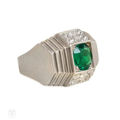 Art Deco emerald and diamond ring, René  Boivin