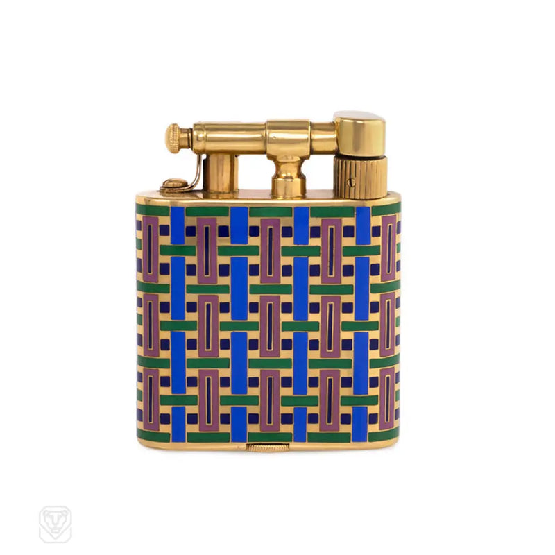 Art Deco Enamel And Gold Lighter France