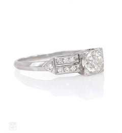 Art Deco European cut diamond and platinum ring