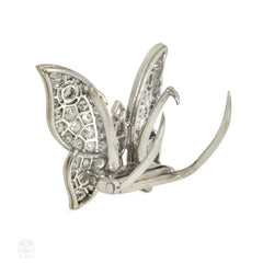 Art Deco French diamond butterfly brooches