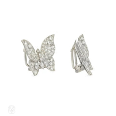 Art Deco French diamond butterfly brooches