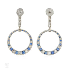 Art Deco French sapphire and diamond earrings