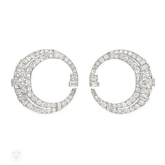 Art Deco front-to-back bypass hoop earrings