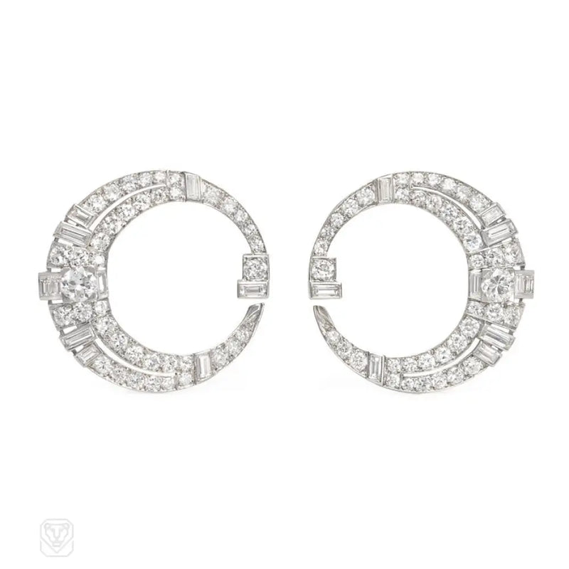 Art Deco Front - To - Back Bypass Hoop Earrings