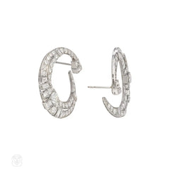 Art Deco front-to-back bypass hoop earrings