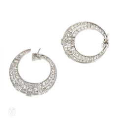 Art Deco front-to-back bypass hoop earrings