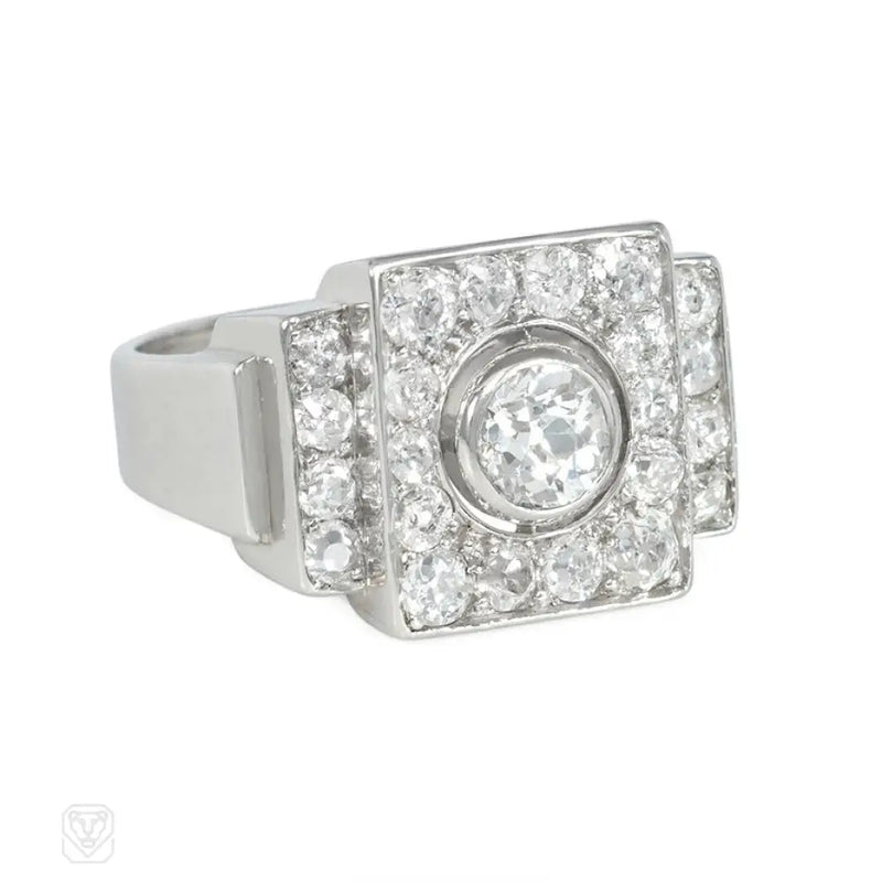 Art Deco Geometric Diamond Ring Boivin