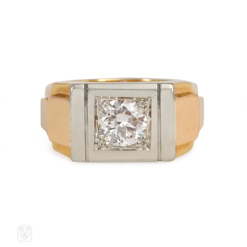 Art Deco Geometric Diamond Ring France