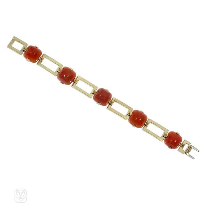 Art Deco Gold And Carnelian Bracelet