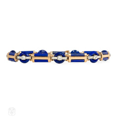 Art Deco gold, lapis, and diamond bracelet