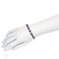 Art Deco gold, lapis, and diamond bracelet