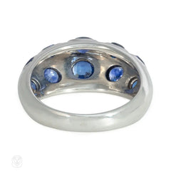 Art Deco industrial sapphire and gold ring