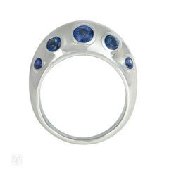 Art Deco industrial sapphire and gold ring