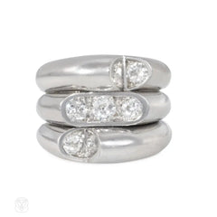 Art Deco industrialist platinum and diamond ring