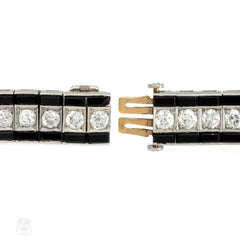 Art Deco J.E. Caldwell onyx, diamond, and platinum line bracelet