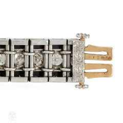 Art Deco J.E. Caldwell onyx, diamond, and platinum line bracelet