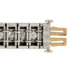 Art Deco J.E. Caldwell onyx, diamond, and platinum line bracelet