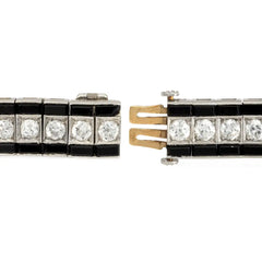 Art Deco J.E. Caldwell onyx, diamond, and platinum line bracelet